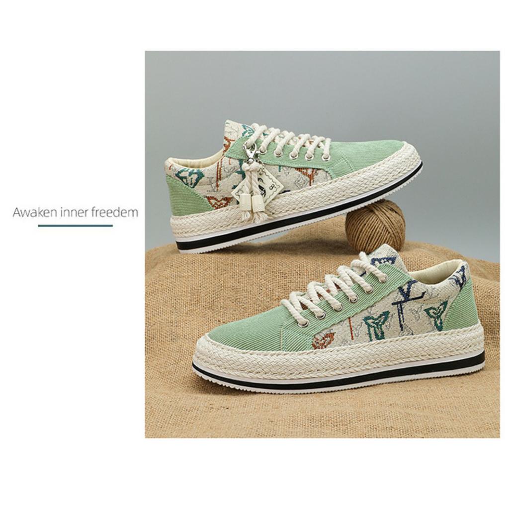 Men's Shoes, Fashion Breathable National Style Corduroy Casual Loafers One Foot Stirrup Men's Board Shoes Cloth Shoes