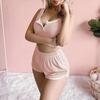 Women's Ribbed Knit 2 Piece Pajamas Set Sleeveless Crop Top And Shorts Pjs Set Summer Casual Sleepwear
