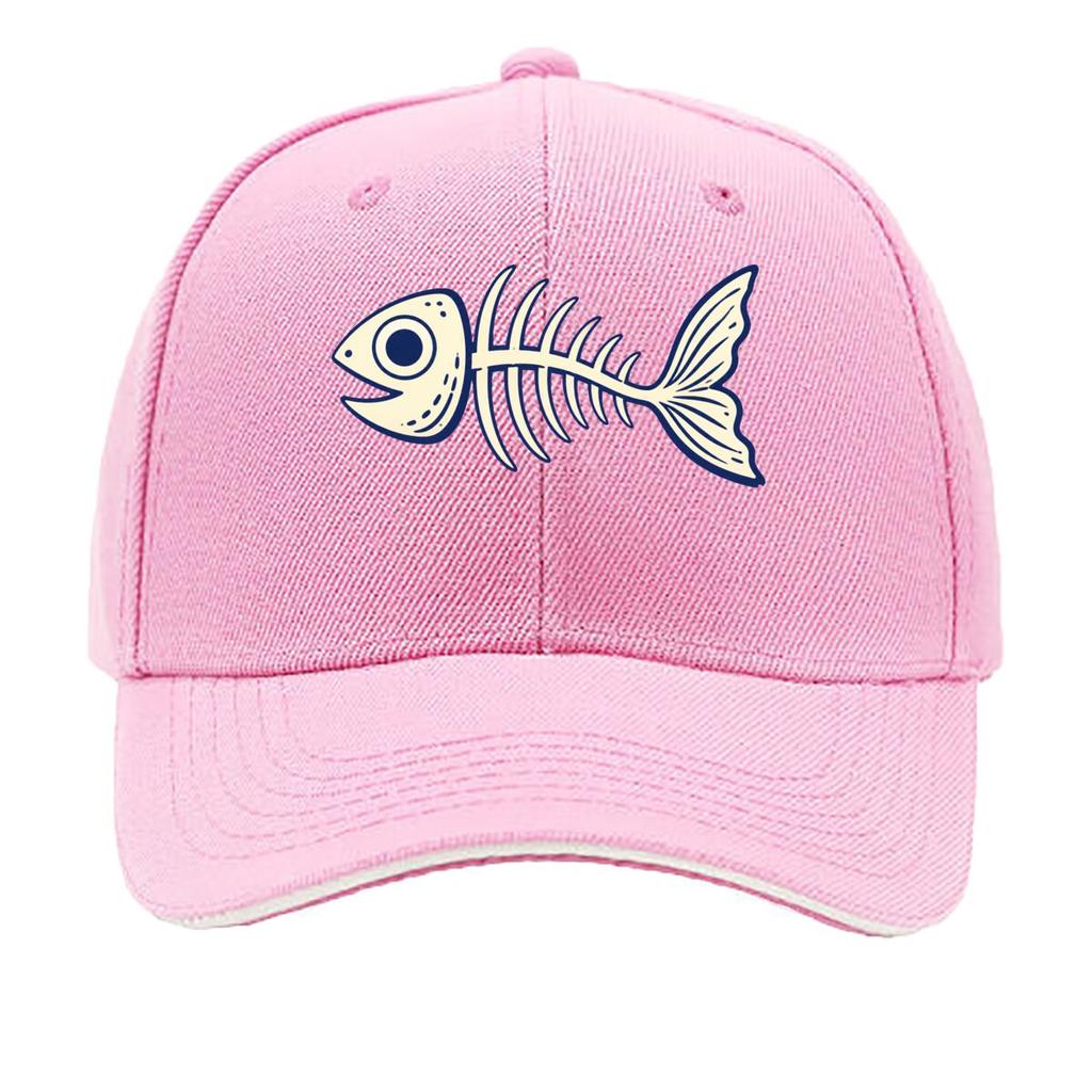 Playful Minimal Fish Skeleton Outlin Sandwich Baseball Cap Sun Cap Outdoor Workouts Hat
