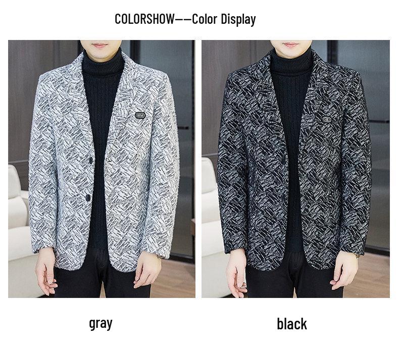 Men's Fashionable Lapel Plus Velvet Jacket - 2025 Autumn/Winter Casual Versatile Style
