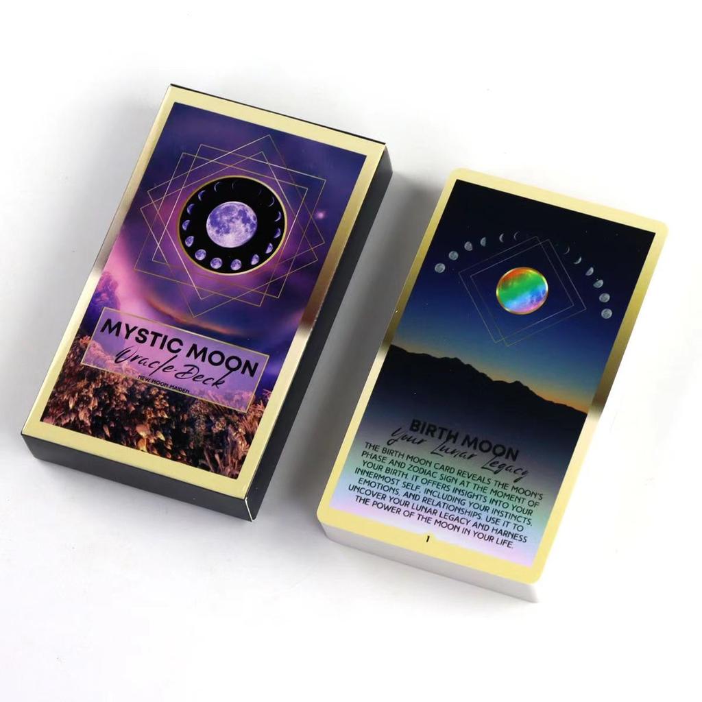 10,3 x 6 cm Mystic Moon Oracle Deck 44-Karten Moon Magic Deck | Mondritualkarten | Hexenmondkarten