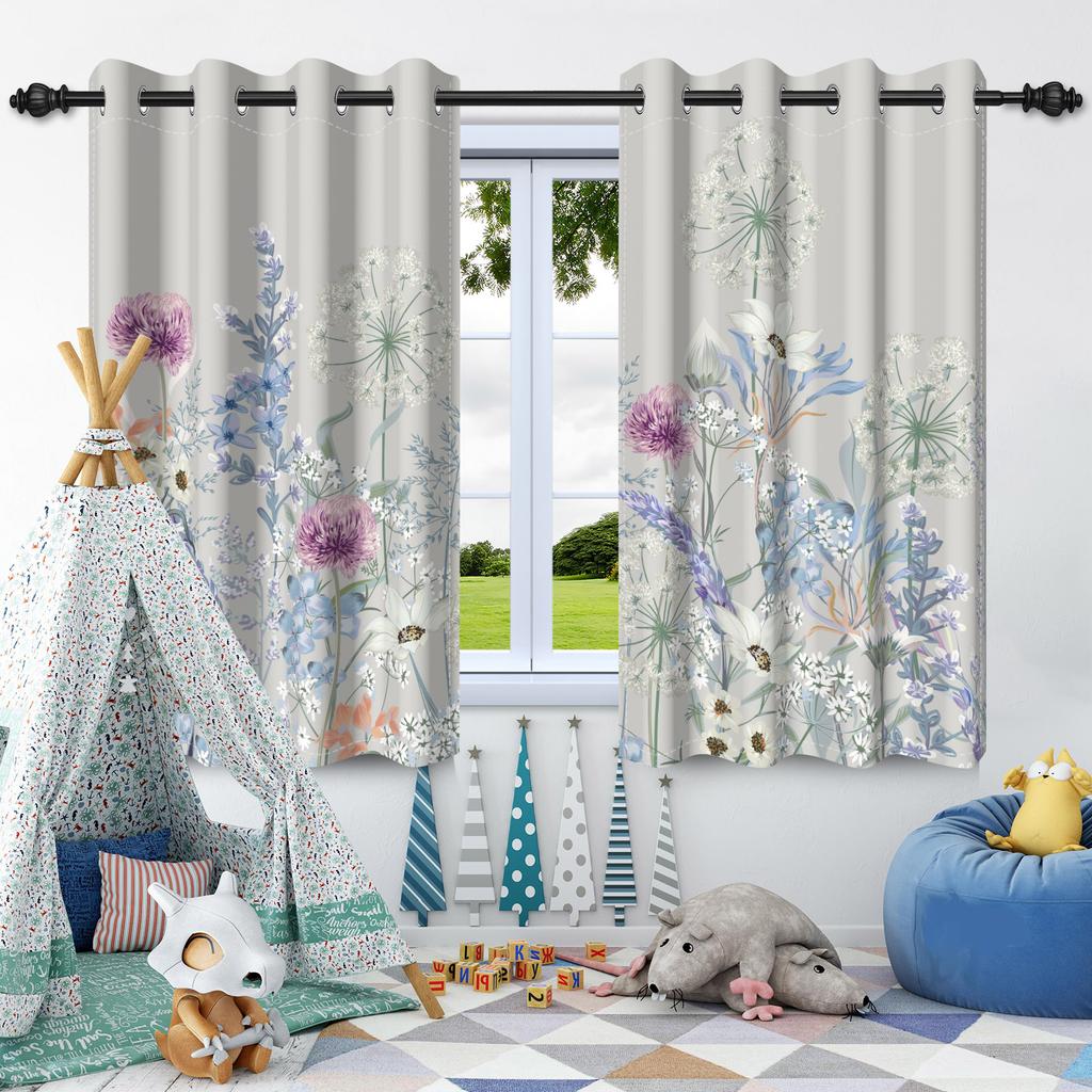 2pcs Luxury Boho Flowers Window Curtains for Home Bedroom Living Room Drakening Heat Insulation Noise Reduction Blackout Drapes