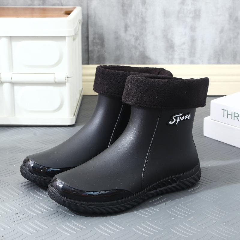 Fashion short rain shoes men wear water shoes outside the four seasons non-slip students short rubber shoes thickened water boots rain boots