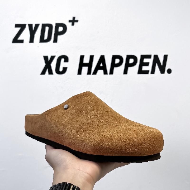 

Fashion 2025 New Man Business Flats Half Drag Fashion Casual Leather Mules Slippers Men Leisure Walk Sandals Outdoor Beach Slides Shoes 46 жёлтый