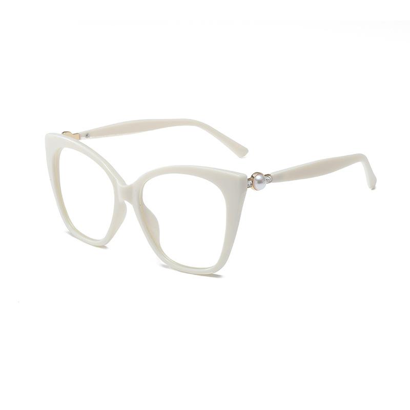 Large Frame Cat Eye Glasses Anti-Blue Light, Trendy Computer Goggles Flat Glasses With Myopia Glasses Frame