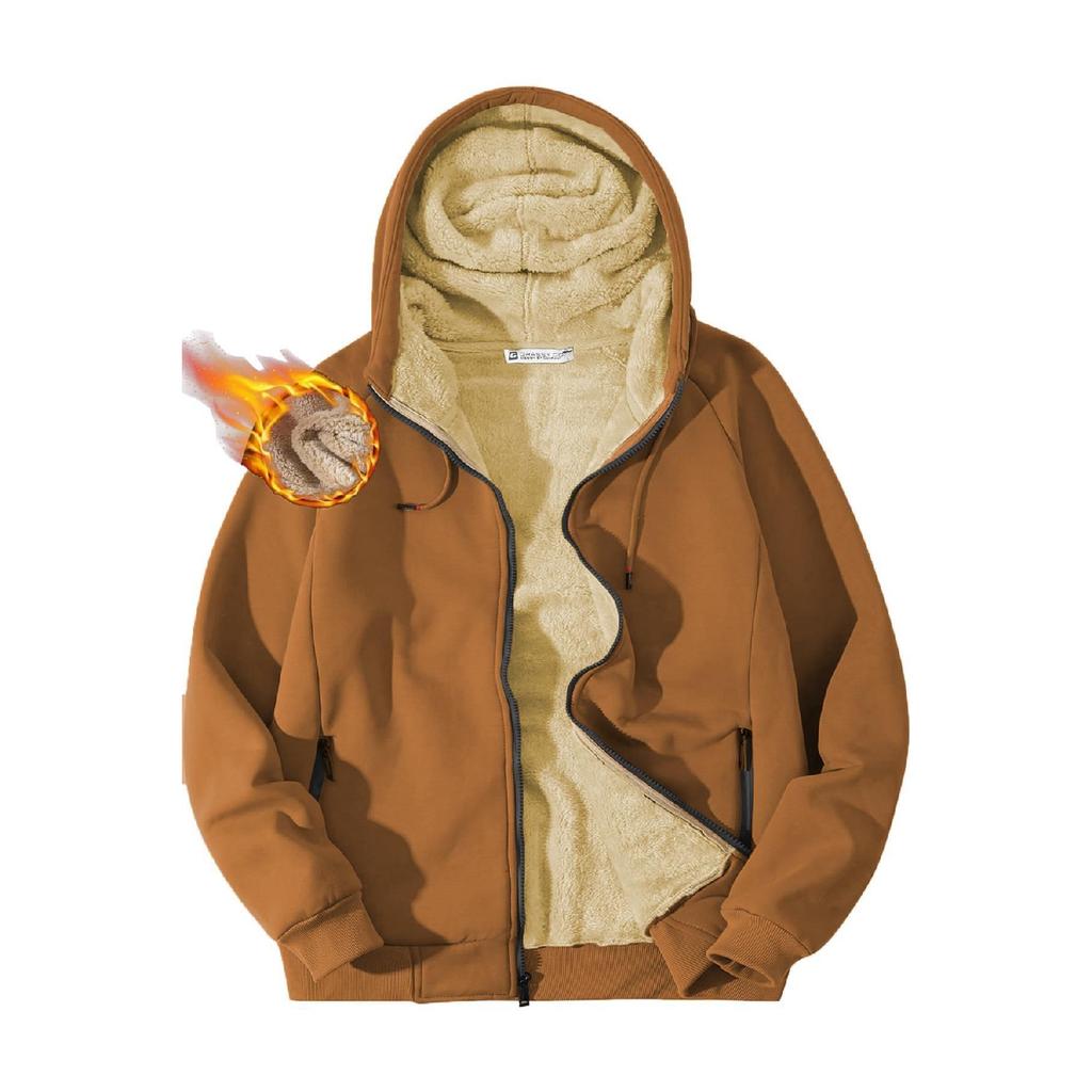 Ghassy Co.. Men's Ultra Thermal Sherpa Lined Hooded Winter Sweatshirt With Zipper Pocket