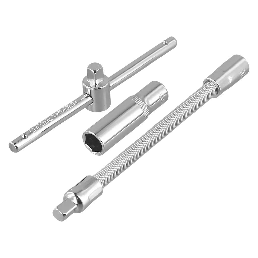 As Picture Extension Bar Anti Slip Socket Extender Hand Tool Set Drive Tool Anti-slip Design Chrome-plated Construction