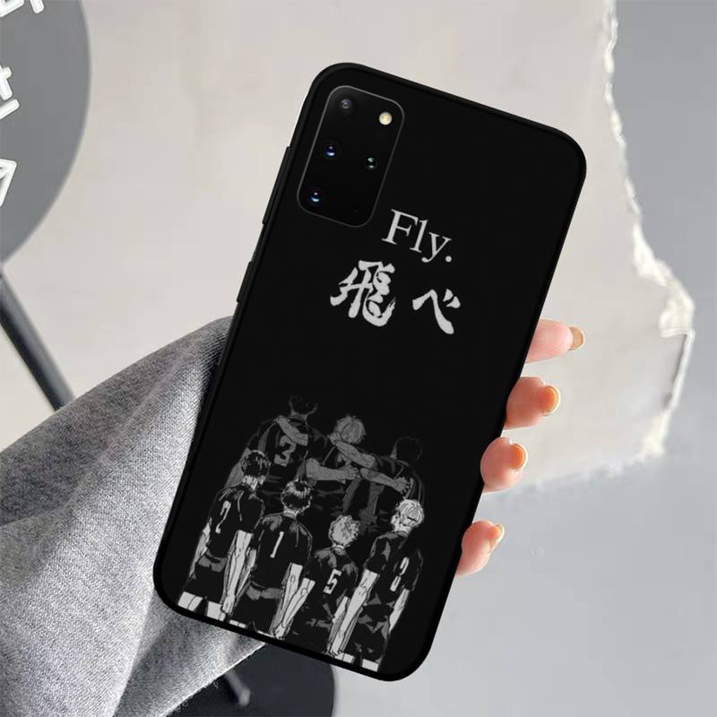 Anime Schwarz Haikyuu Volleyball Telefon Fall für Samsung S21 S10 Lite S20 Ultra S9 S8 Plus S7 S6 rand S5 abdeckung
