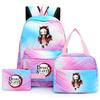 3ks/set Anime Demon Slayer Batoh pro dívky Chlapci Back To School Bag with Lunch Bag Student Bookbag Muži Ženy Cestovní taška Mochil