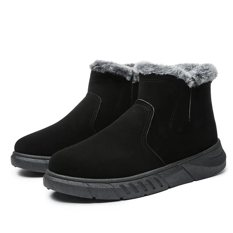 Men s Snow Boots Waterproof Outdoor Sports Ankle Flat Lightweight Black Grey Non-Slip Comfortable 40