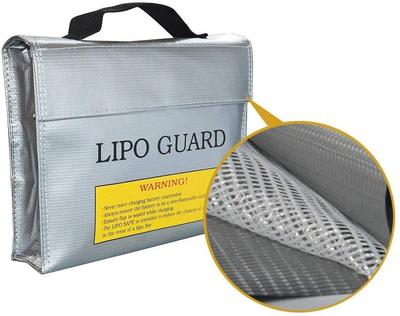 Ognioodporna torba bezpieczeństwa na baterie LiPo | Odporna na eksplozję ochrona przechowywania i ładowania | Srebrna 240x64x180mm | Plastikowa obudowa o wysokim poziomie bezpieczeństwa