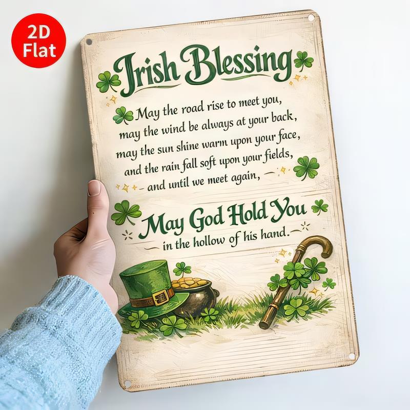 Tin Sign Irish Blessing May God Hold You Vintage Style  Metal Plaque Wall Decor for St Patricks Day Home Bar Pub Garage Garden