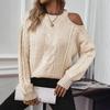 Pull Cardigan Tricot Uni Vintage à Col Rond et Manches Longues pour l'Automne Hiver
