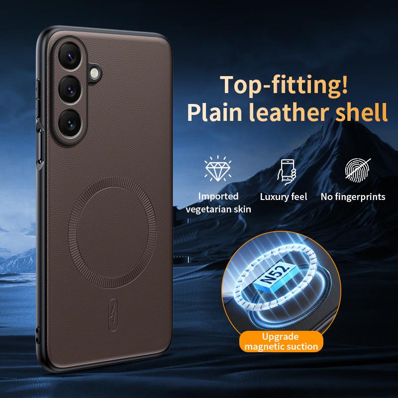 For Samsung S25 Case Magnetic Leather Shield Cover For Samsung S25 Anti-Fingerprint Non-Slip PC+TPU