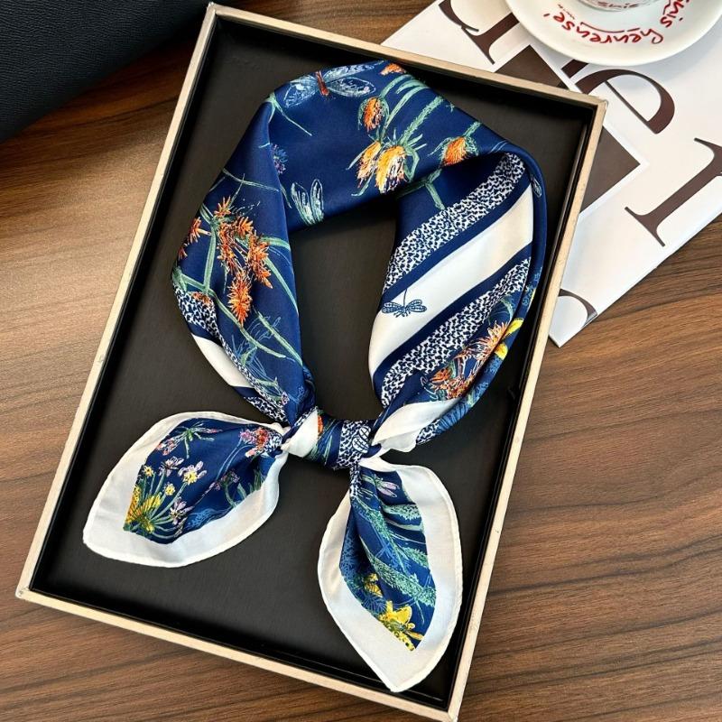 Polka Dot Silk Scarf Square Scarf High-end New Versatile Decorative Scarf Scarf Scarf Neck Cashew Flower Scarf Shawl Can Be Used As a Tube Top