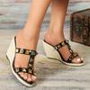 Fashion 12cm Sexy Braided Hemp Rope Wedge Sandals Women's High Heel Slippers - Summer Beach Platform Design
