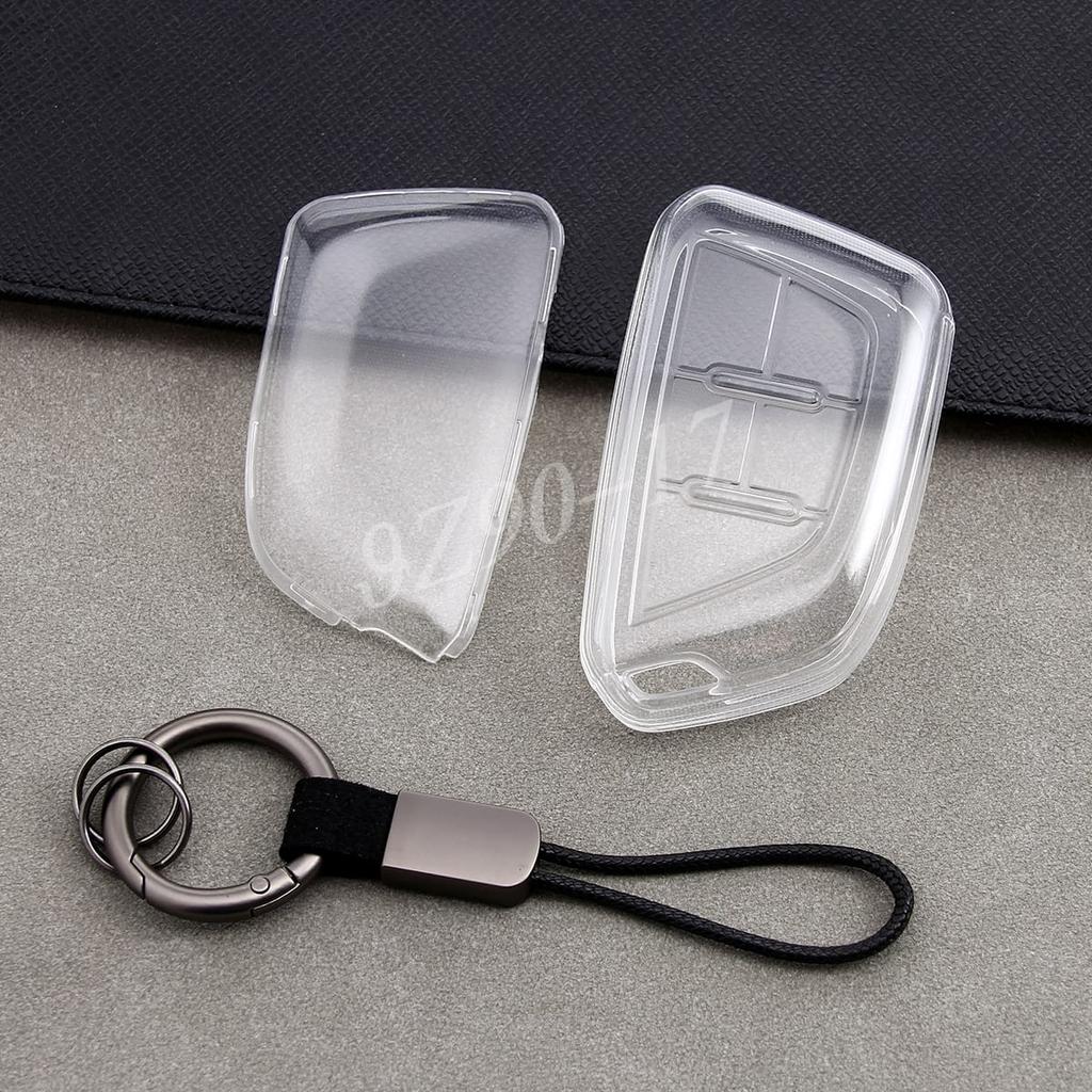 Tpu Fully Transparent Key Fob Case Cover Holder Keychain For Cadillac Xt4 Ct4 Ct5 Lyriq