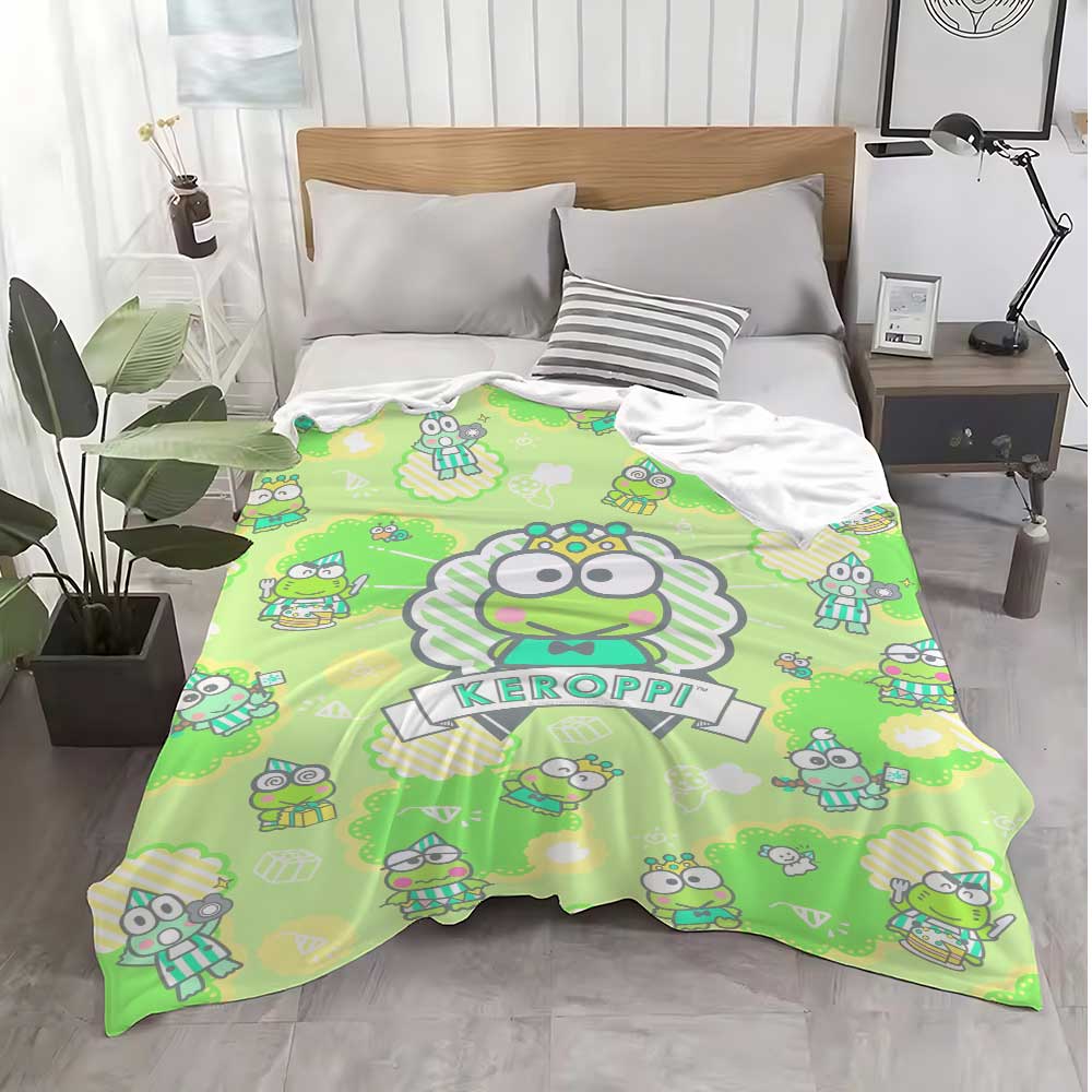Keroppi Kawaii Luxury Blanket for Sofa Decoration Fluffy Soft Blankets King Size Bed Throw Home Interior Knee Nap & Throws Hairy