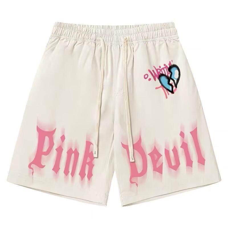 Fancy Style Studio High Street Gepersonaliseerde Letterprint Vijfpunts Short Heren Los en Veelzijdig Rechte Sport Medium Broek One size