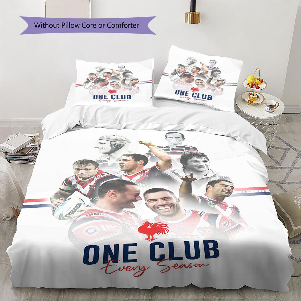 Sydney Roosters Unite Bedding Quilt Set Quilt Cover Pillowcase Home Decoration Birthday Gift (1 * Duvet Cover + 2 * Pillowcase, Without Core)