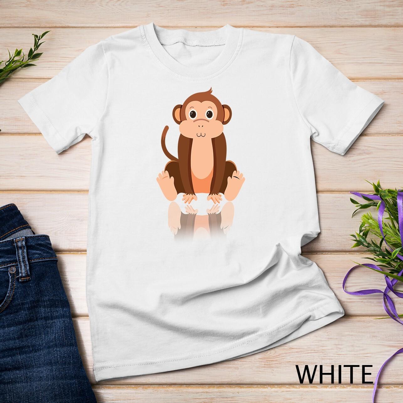 Funny Monkey Chimpanzee Ape Zoo Animal Lover Design Unisex T-Shirt Mens Womens Tees Top M