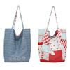 Contrasting color canvas bag women's large-capacity new summer versatile shoulder bag college student class tote bag