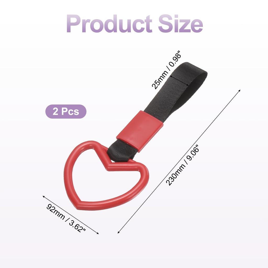 Car Steering Wheel Set of Rear Bumper Warning Interior Exterior Decoration for [PATIKIL] Heart-shaped Strap, 2, Ring, & Buses, Red/Black