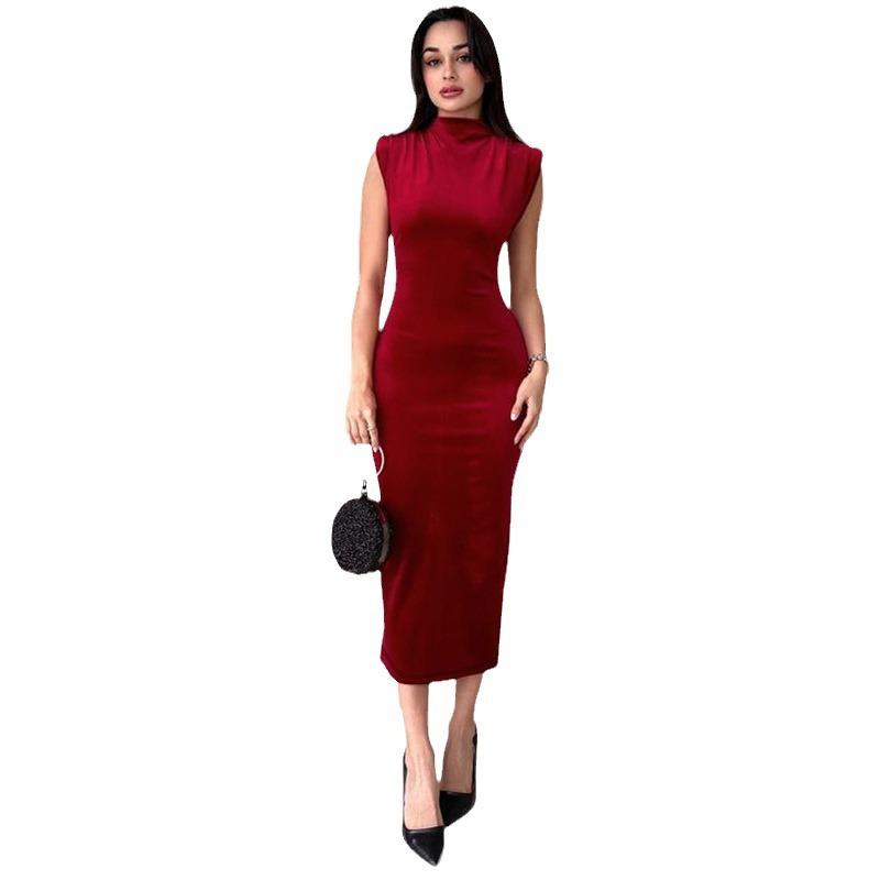 2024 sommerkjoler for kvinner Sexy Spaghetti Stropp Svart Lang Kjole Y2k Ermeløs Solid Skinny Bodycon Trompet Maxi Vestidos