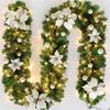 Festive 2.7 Meter Christmas Wreath Decoration With Led Lights In Gold And Red For Holiday Cheer