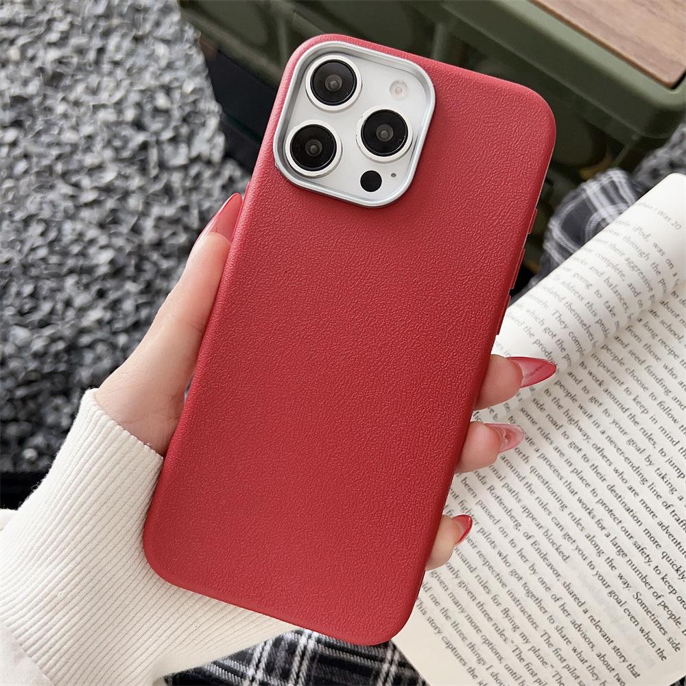 

Luxury Leather Solid Shockproof Phone Case For Xiaomi Redmi 14C 13C 12R 12C 12 11A 10 Slim Hard Camera Protection Cover Redmi A3 Pro червоний