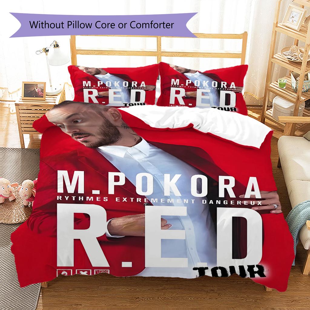 M Pokora Pattern Bedding,Quilt Set Quilt Cover Pillowcase Home Birthday Gift (1 * duvet cover + 2 * pillowcase, without core)