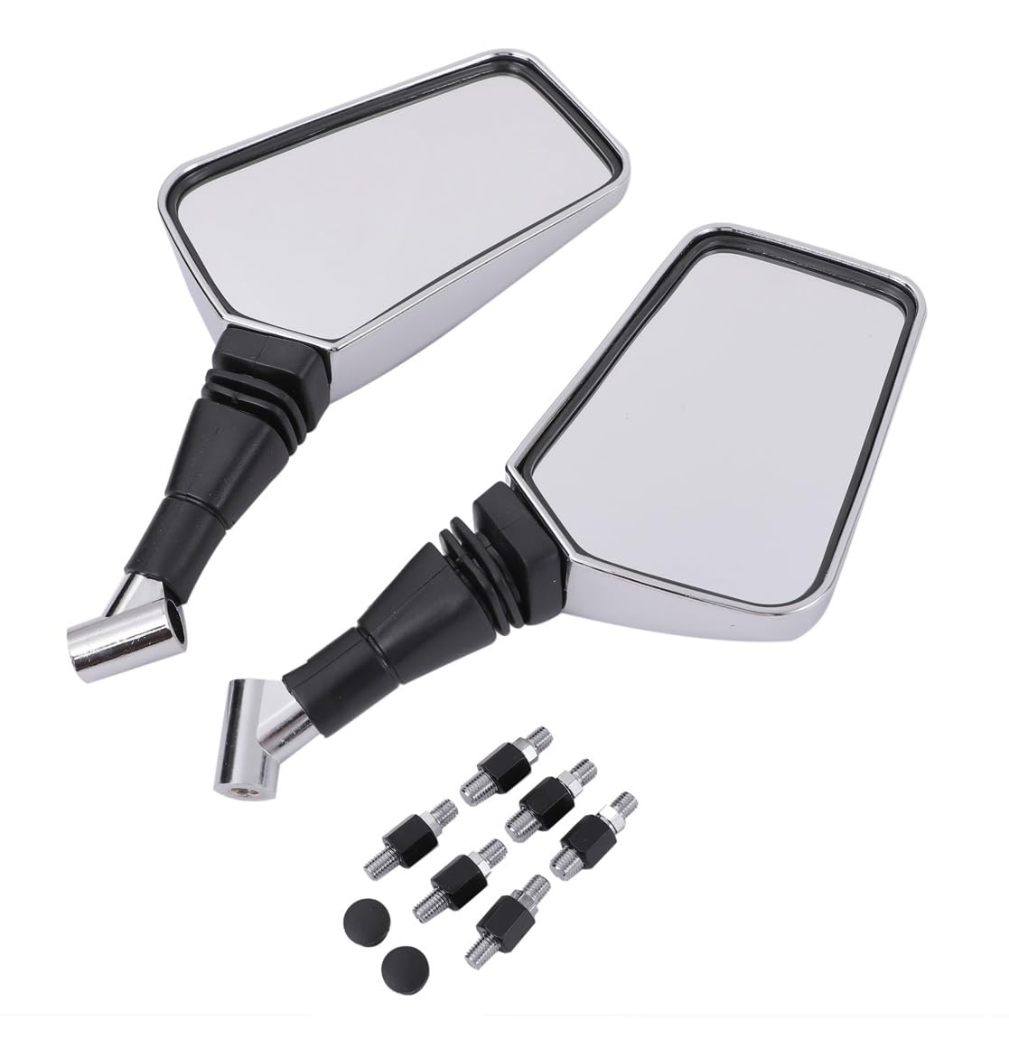 

Custom Motorcycle Mirrors and Right with 8mm and 10mm Mounting Screws and Adapters Universal Fit for Super and Other Scooters (Left Set) Included.