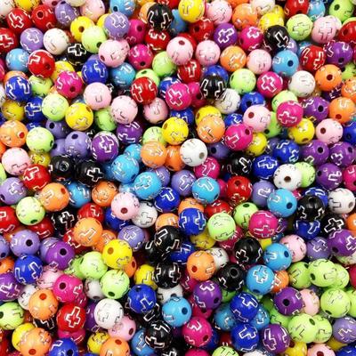 DIY Crafts Cross Wholesale 100PCS 8mm Shiny Acrylic Spacer Beads Necklace Bracelet For Jewelry Making Accessories