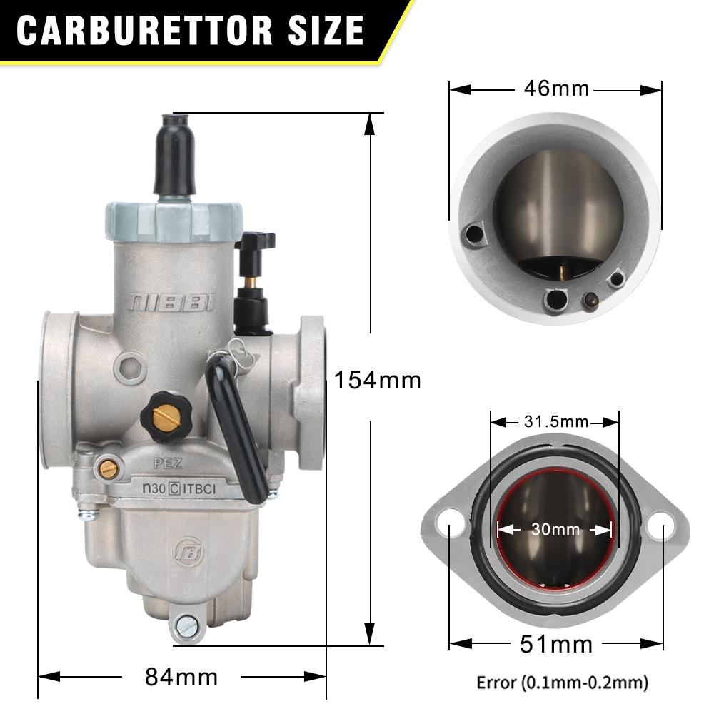 NIBBI PEZ 28 30mm Vergaser Mit Vergaserdüsen 50cc 125cc 250cc Motor Für Gy6 Yamaha Kawasaki Suzuki Pitbike Motorrad Zubehör