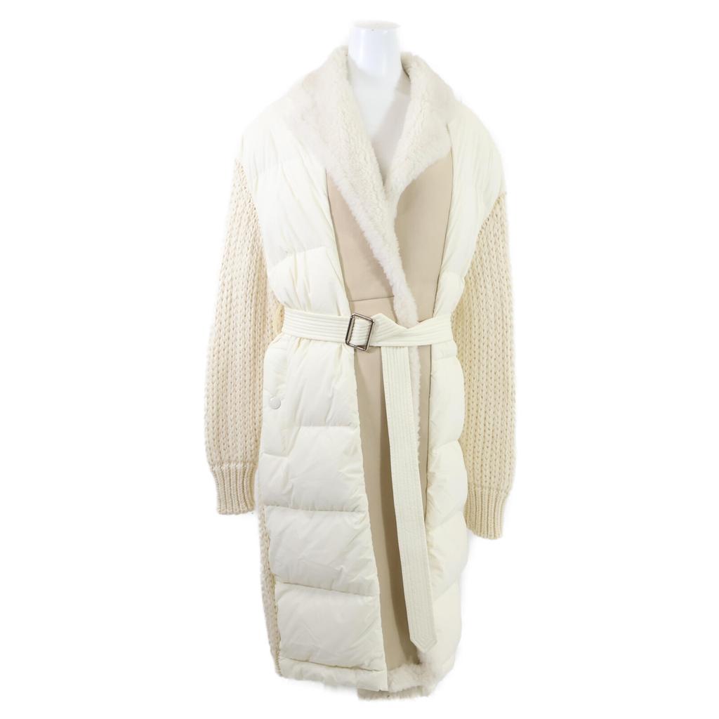 MONCLER [Domestic regular / 22 year production] H20939B00022 CARDIGAN TRICOT knit x mouton switching down coat XS whiteUsed