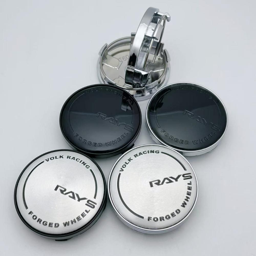 4pcs 60MM ( 56MM I.D ) Rays Logo Emblem Car Wheel Center Caps Wheel Hubcaps Auto Rim Centre Cover Black/Silver Car Accessories
