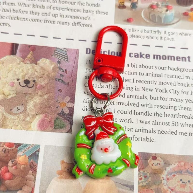 1/6Pcs Cartoon Santa Claus Series Pendant Keychain Cute Student Backpack Pendant Accessory Christmas Party Small Gifts