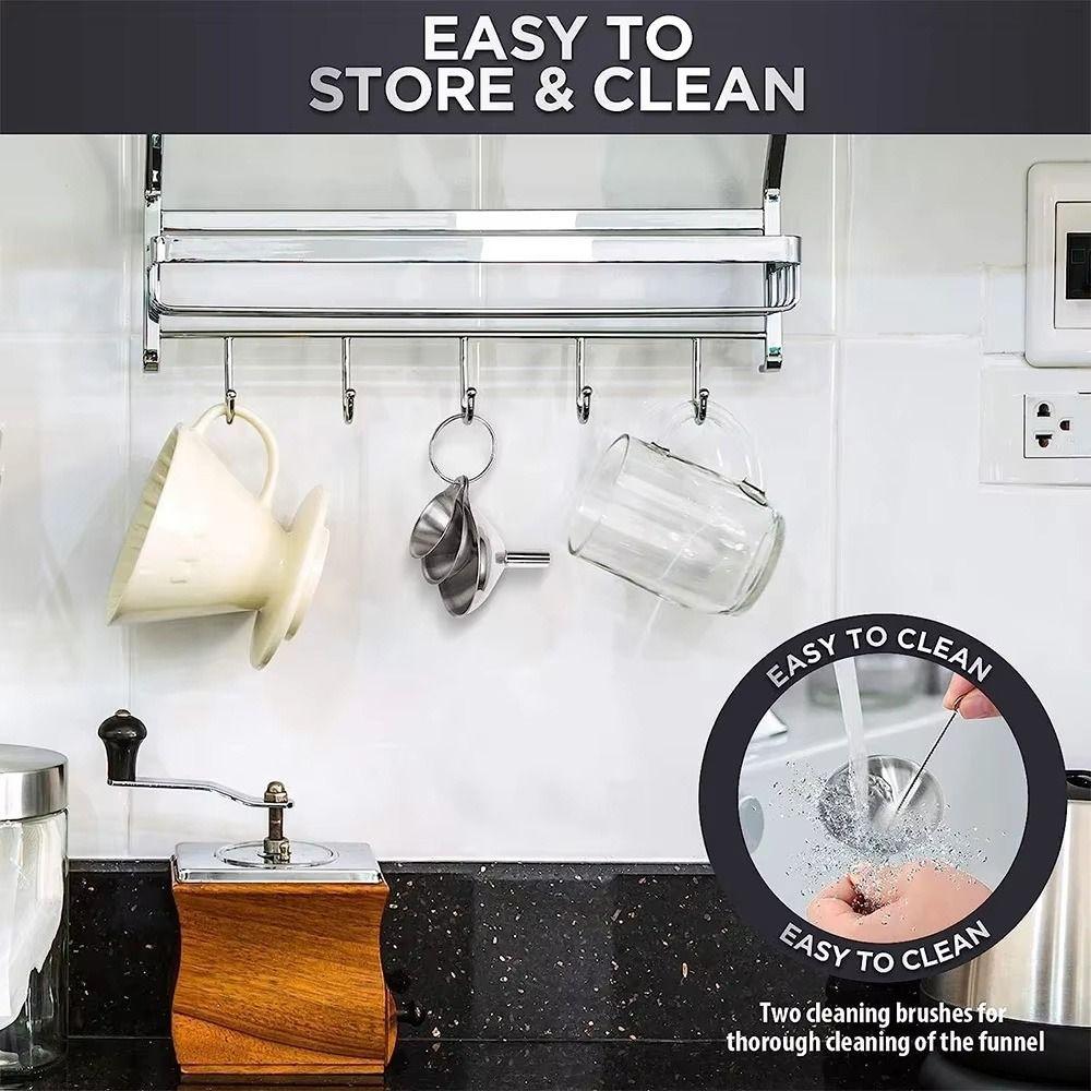 3/5Pcs 3 Sizes Kitchen Funnels Set Stainless Steel Multipurpose Funnel Kitchen Accessories