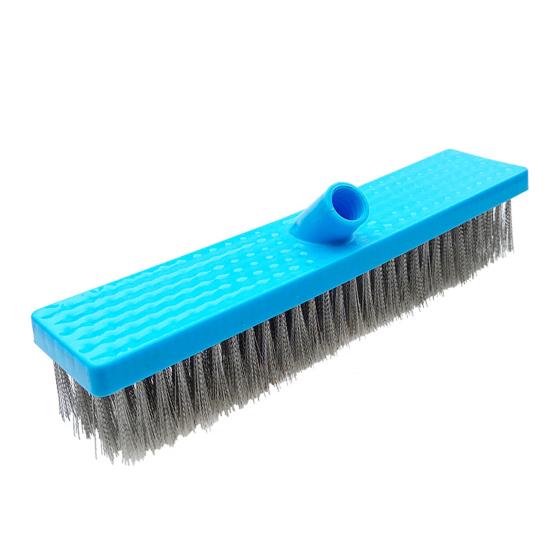 Stainless Steel Floor Brush with Long Handle Heavy Duty Floor Scrubber Ergonomic Angle Wire Cleaning Brush