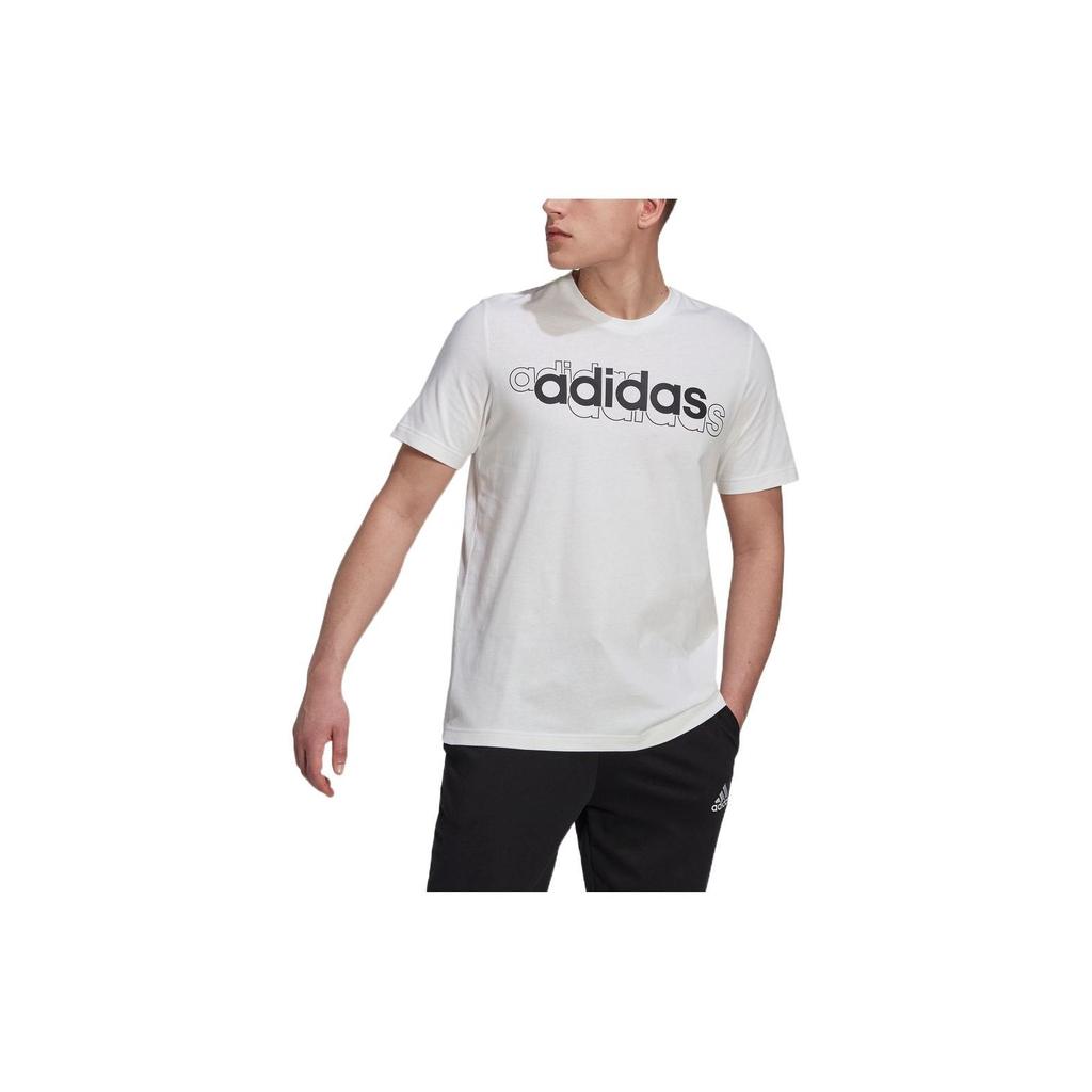 Adidas Casual Sports Logo Solid Color Crew Neck T-Shirt Men Tops White HG3629
