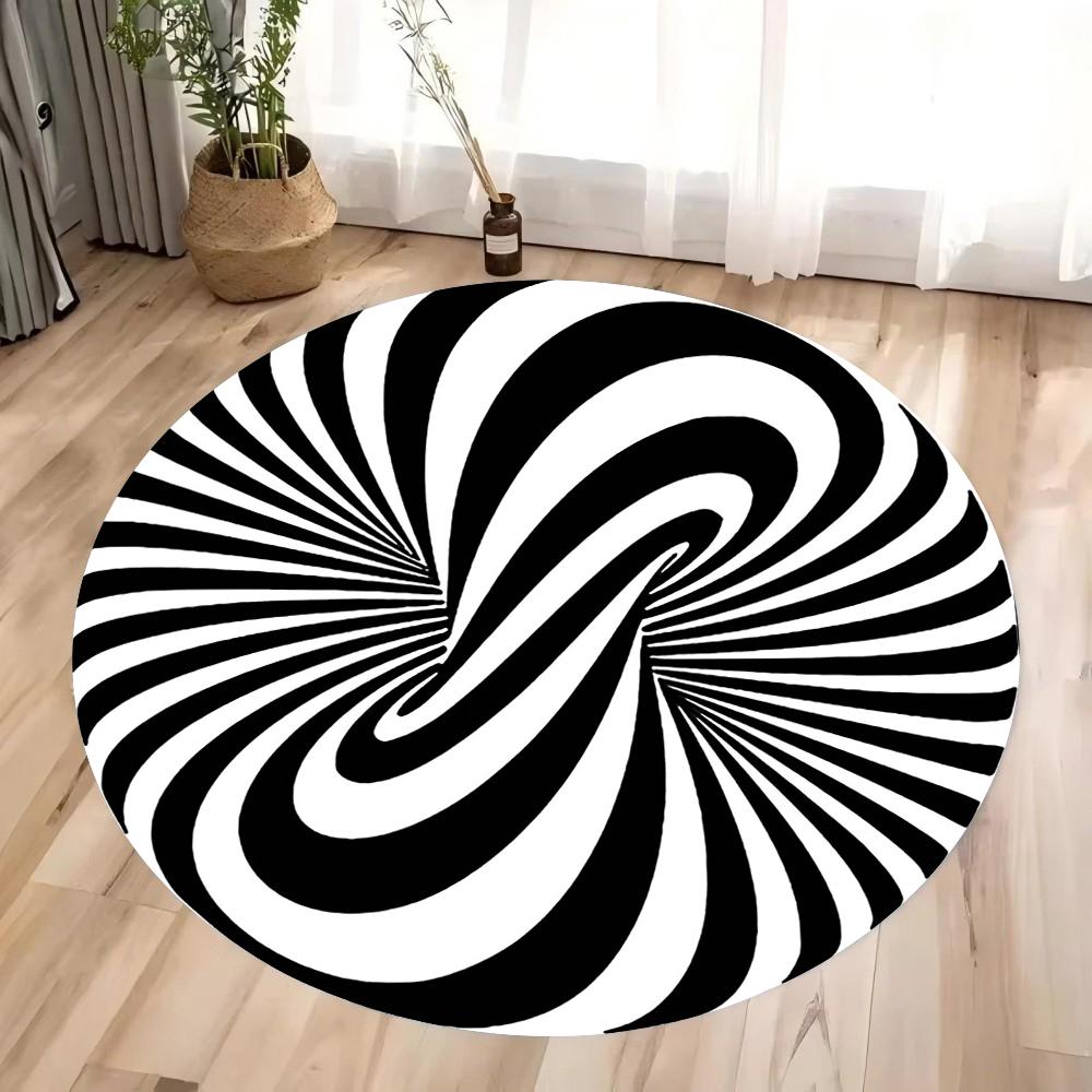 3D Checkered Round Area Rug Bedroom Kitchen Mat Washable Indoor Floor Accent Bathroom Carpet for Living Room Home Office Hallway