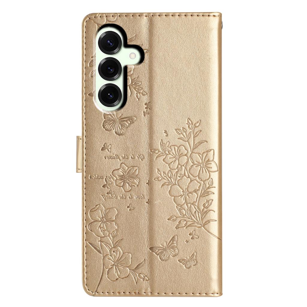 For Samsung Galaxy M36 5G Wallet Phone Case Butterfly Floral Imprint Leather Flip Cover with Strap