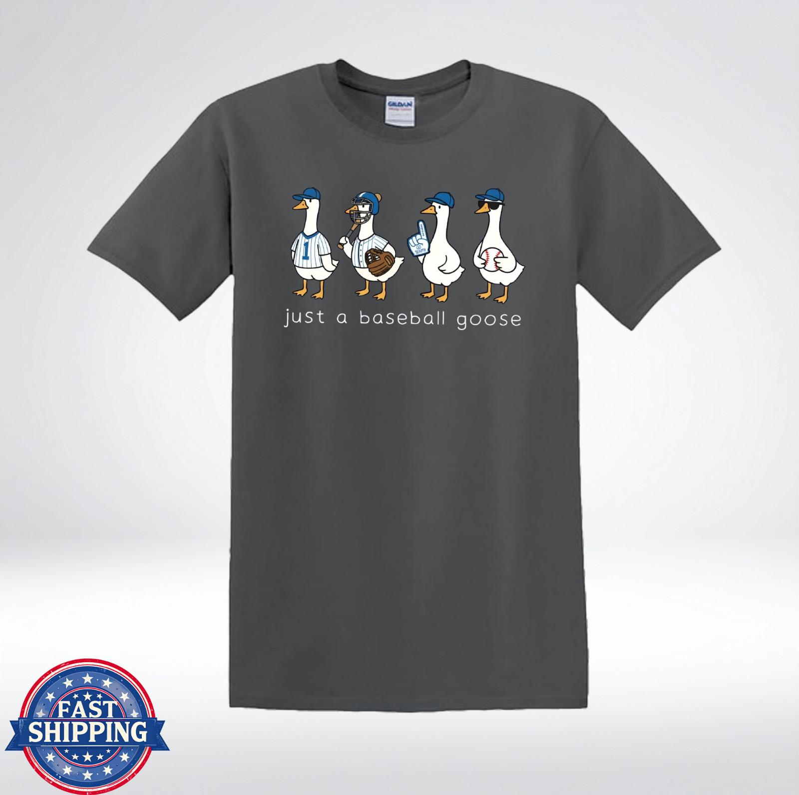 Just A Baseball Goose Shirt Funny Goose Baseball Player T-Shirt XXL
