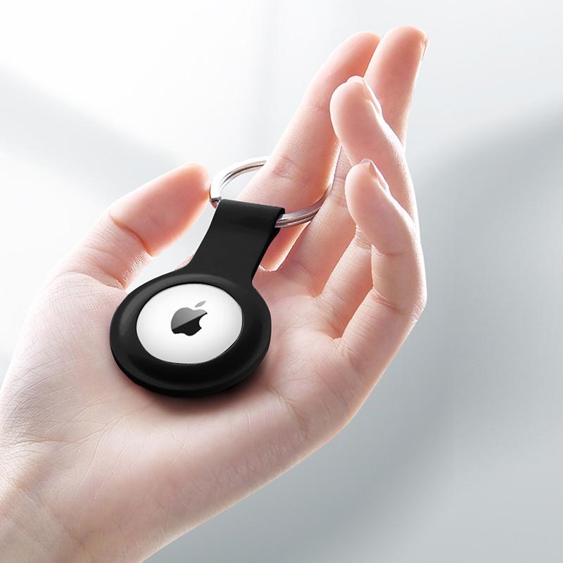 Crong Silicone Case With Key Ring - Etui Ochronne Brelok Do Apple Airtag (Czarny)