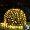 Solar Net Light Outdoor Garden Mesh String Light 2000K Golden Sunset Fairy Lighting Connectable for Bush Yard Hedge Patio Decor