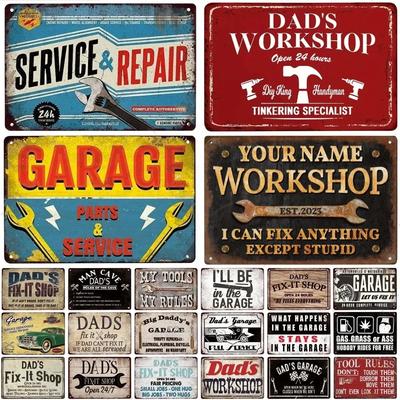 Vintage Papa's Garage Metallblechschild Dekoration Raumdekoration Metallplakette Garage Club Man Cave Bar Schild Poster Heimwanddekoration