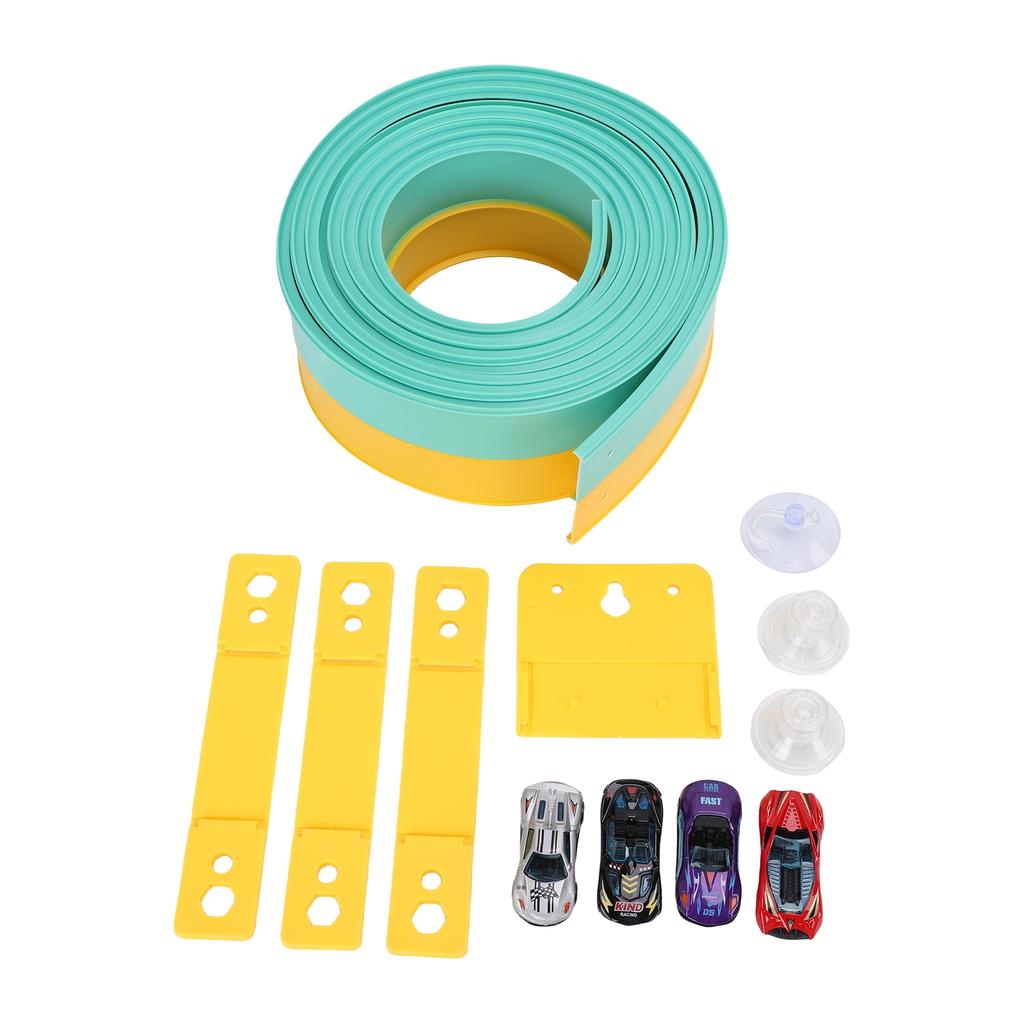 ible Race Car Track Rolls Up Portable   Track Racetrack Toy with 4 Cars for 3 To 10 Years Old Boys