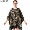 Womens Knitted Cape Sweater With Fringe Trim Retro Plaid Patchwork Street Style Winter Outerwear