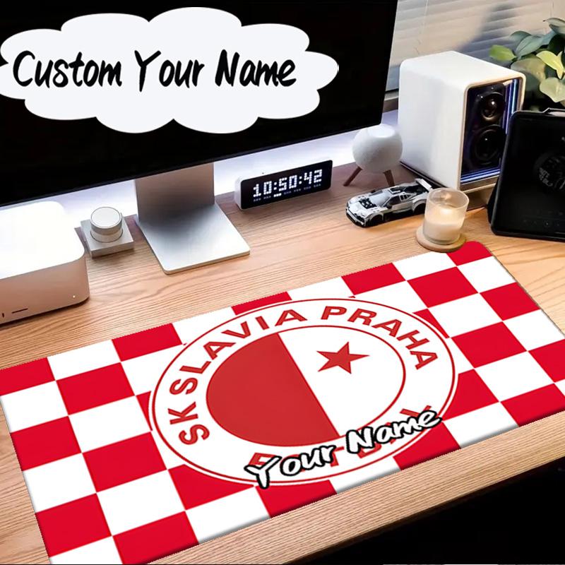 Custom Name Mouse pad Red And White Prague Football Mouse Pad Desk Mat, Non-Slip Rubber Backer Pad For Computer Notebook Gaming Mouse Pad Gift