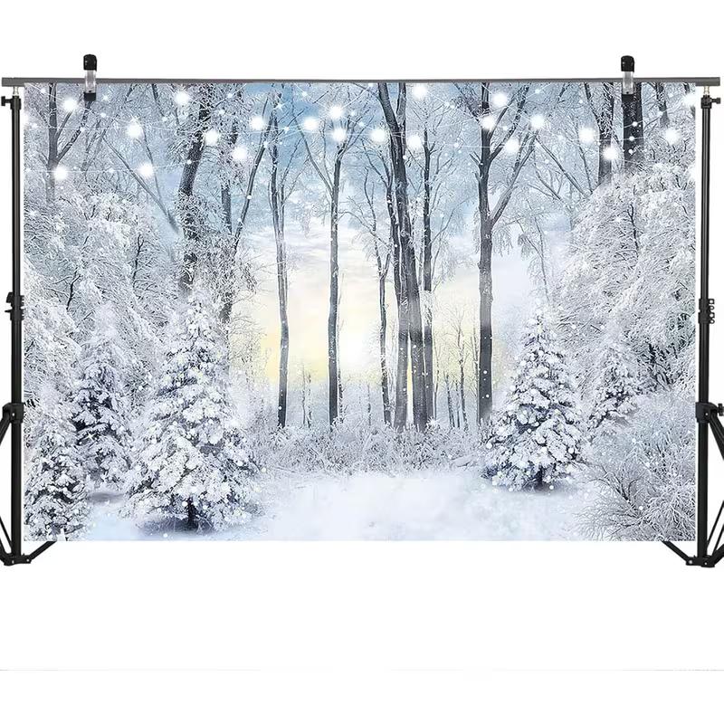 2D Enchanted Winter Forest Banner for Wedding & Newborn Events 47.2x31.5inch/120*80cm